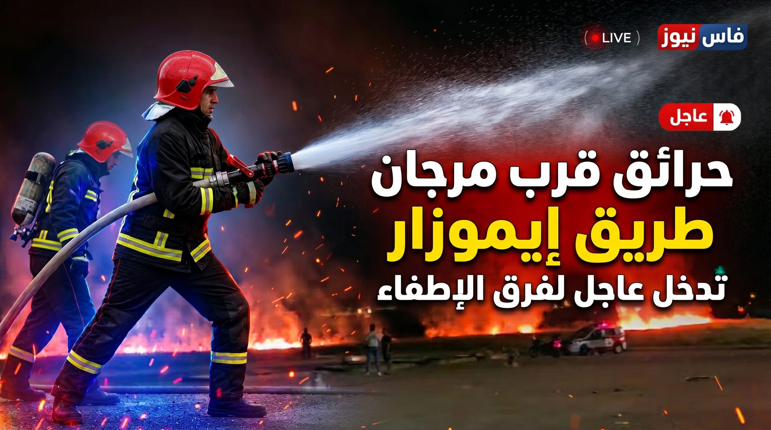 حريق 20 فاس.. السيطرة على حريق شب بمحيط المركب التجاري مرجان طريق إيموزار